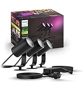 Philips Hue White & Color Ambiance Lily bahçe spot temel seti 3'lü paket (1.770 lm), kısılabilir dış mekan...