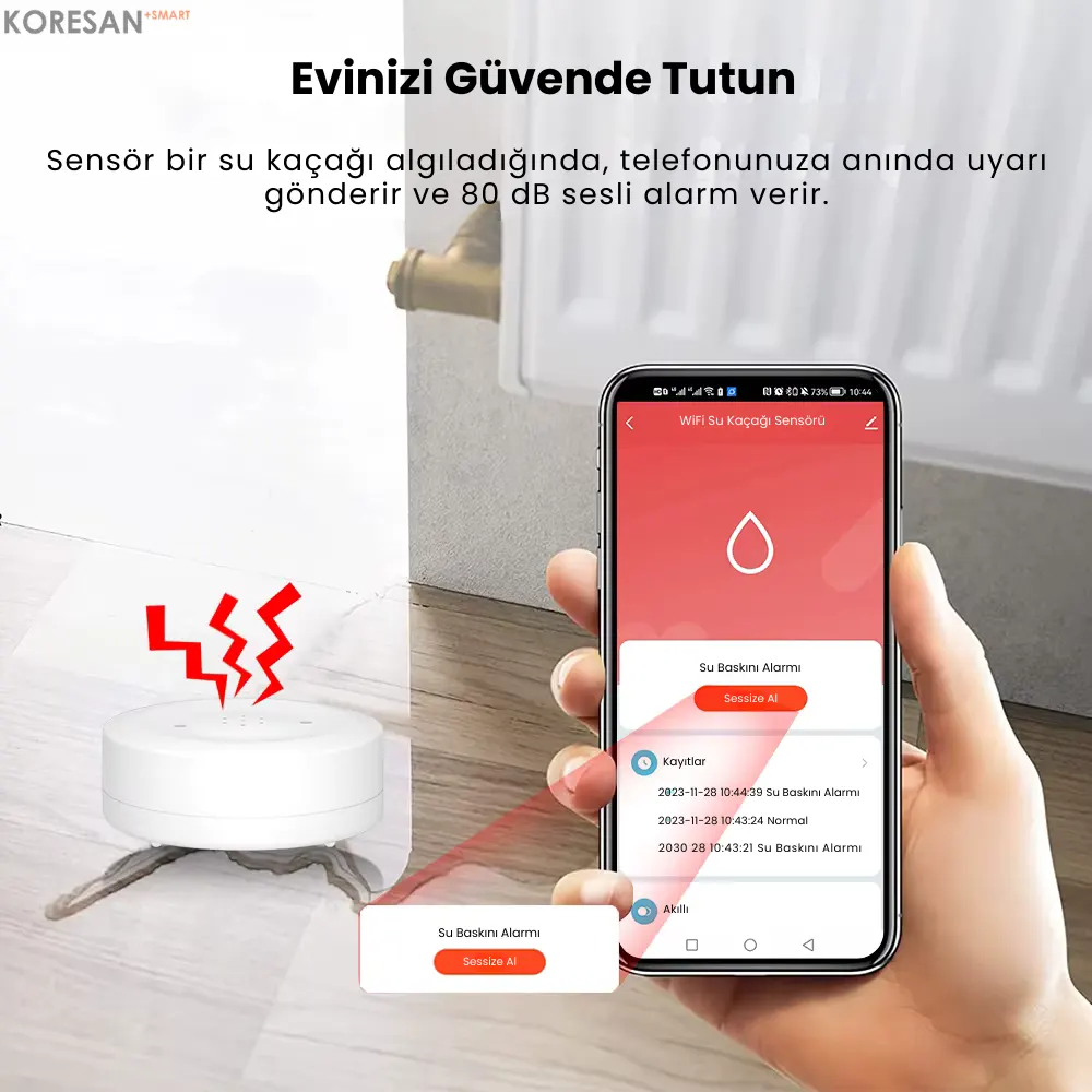 Tuya Sirenli Su Baskını Sensörü – WiFi ile evinizi su baskınına karşı koruyun