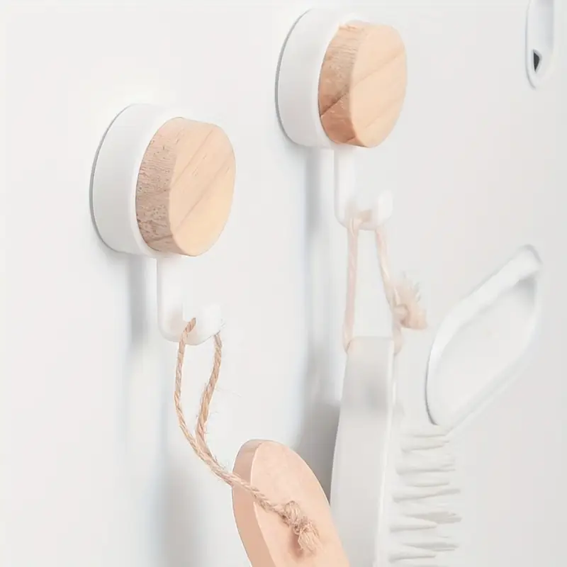 3pcs home use solid wood hook without drilling wood hook sticking doors windows clothes kitchen wall key hook utility hooks details 0