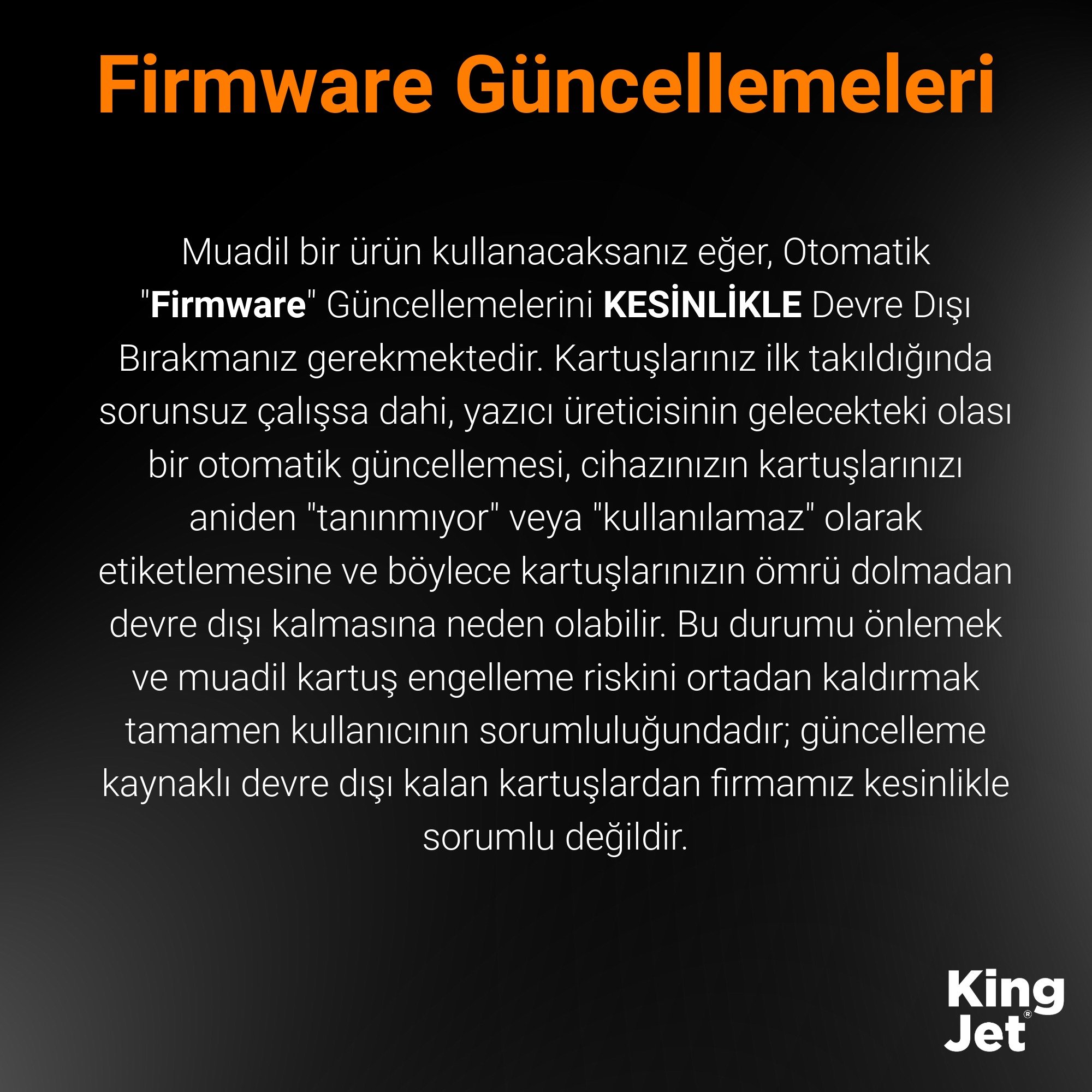 Kartuş Kurulum ve Kullanım Uyarısı Görseli