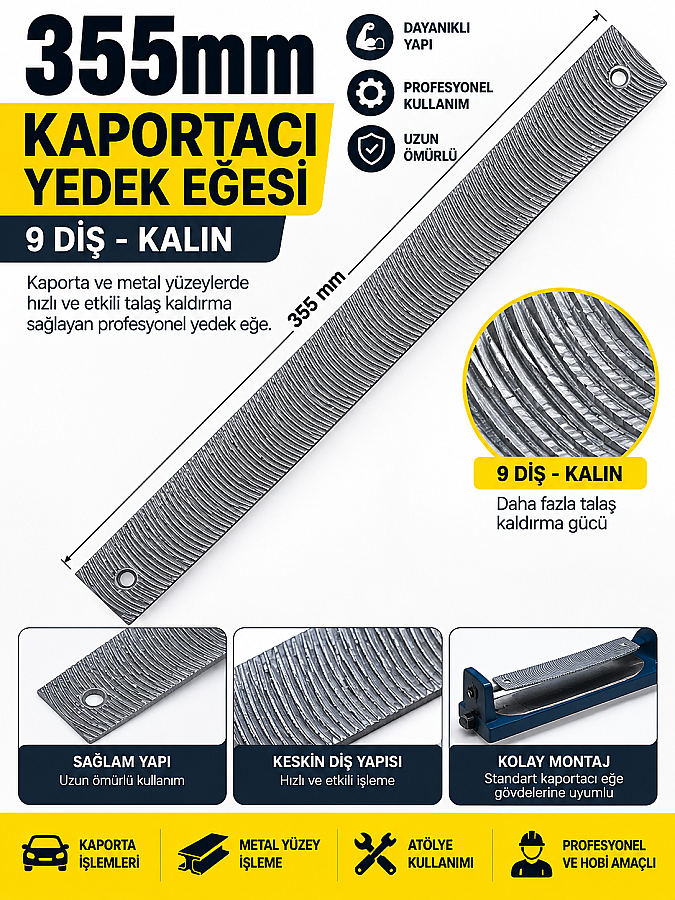 Nttools NT8001Y09 Kalın 9 Diş Yedek Eğe | Profesyonel Yedek Eğe Ucu - 1