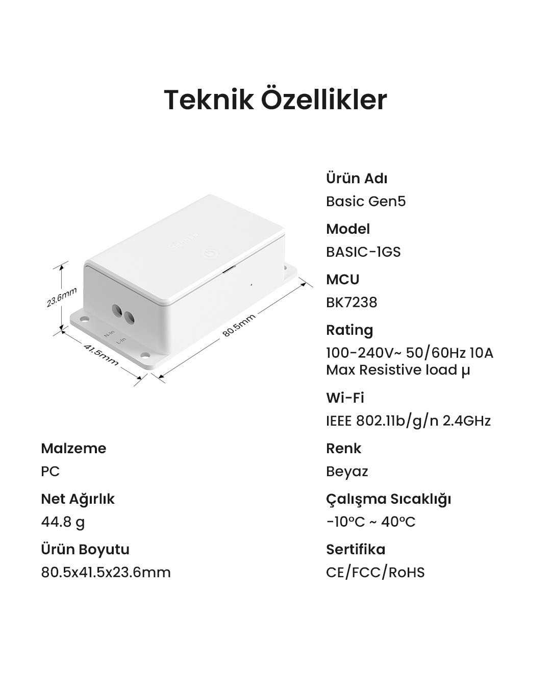 SONOFF Basic Gen 5 Akıllı Röle