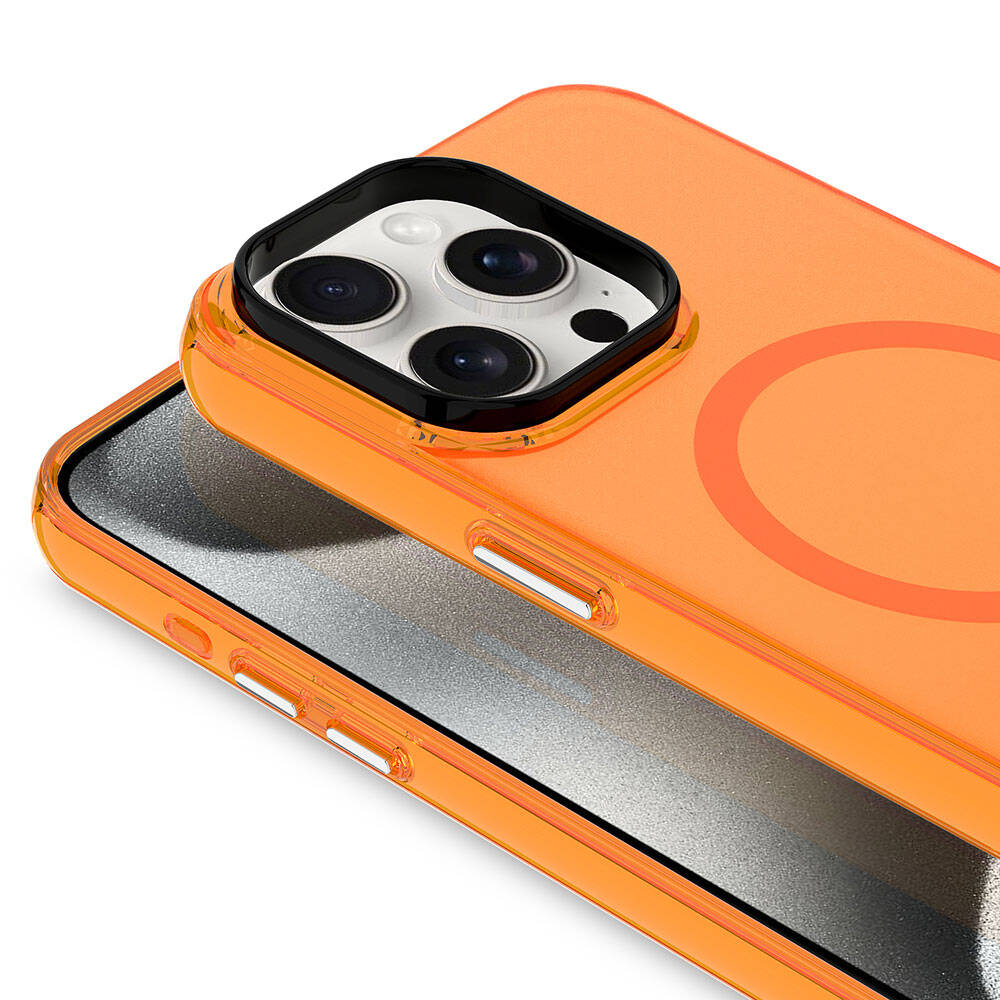 Apple iPhone 15 Pro Max Kılıf Zore M-safe Şarj Özellikli Buzlu Transparan C-Pro Sert Kapak - 14