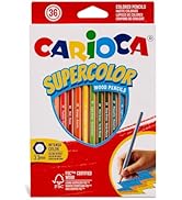 Carioca Crayons de Color Supercolor | Box de 36 Caleps de Colores de Madera | Cuerpo Hexagona...