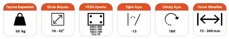 Powermaster 10-42'' Lcd-Led Tv Askı Aparatı Hareketli PM-2231