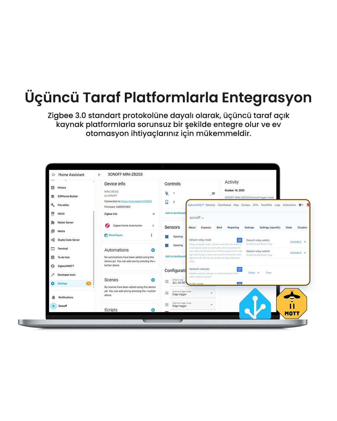 SONOFF Mini-ZB2GS-L Duo Nötrsüz ZigBee 2 Kanallı Akıllı Röle 