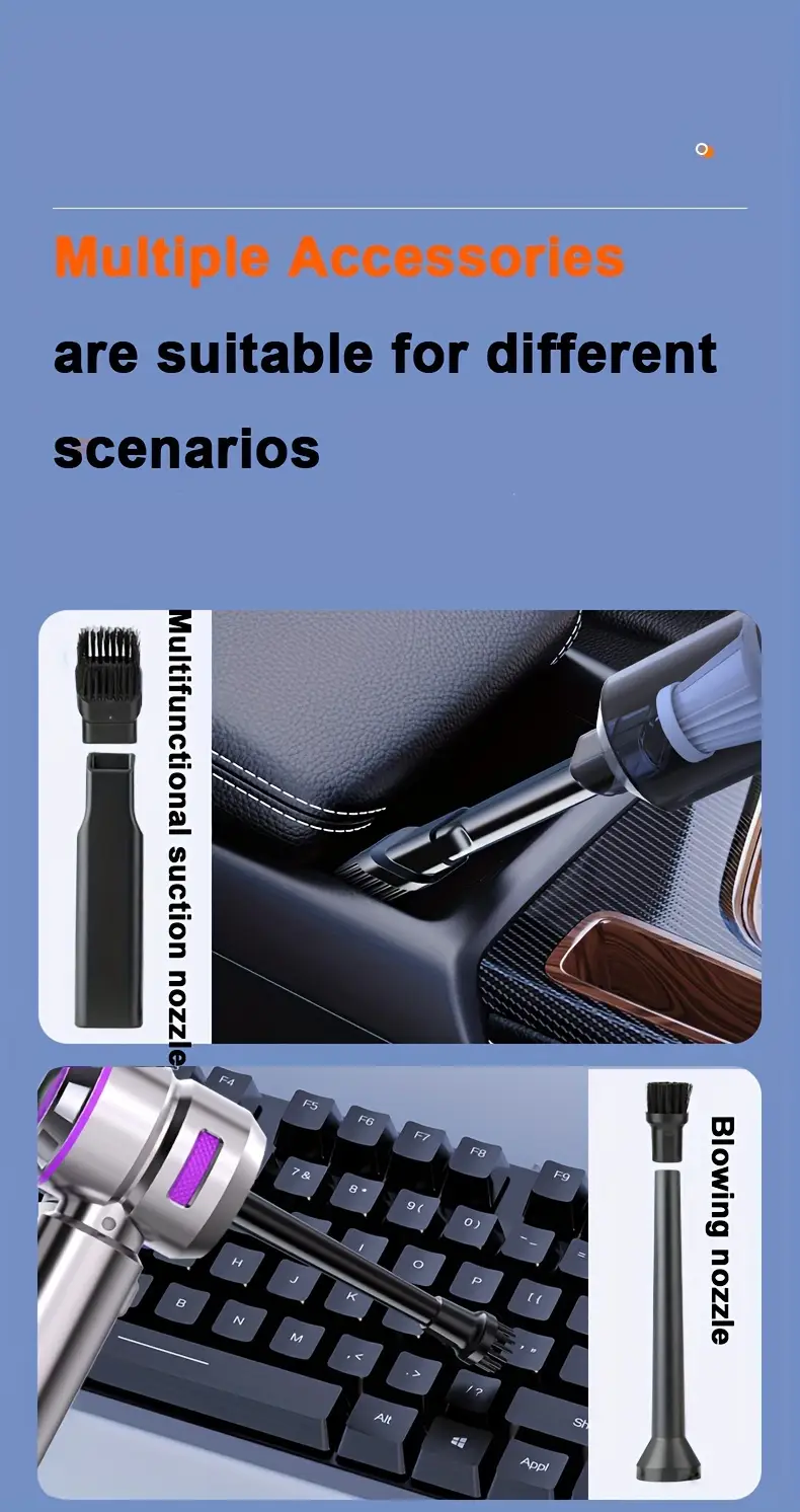 kablosuz taşınabilir vakum temizleyici, yüksek emiş 16000pa, fırçasız motor, güneş bankalı el tipi mini üfleyici, usb şarj, 2000mah lityum pil, 30 dakikalık çalışma süresi, i̇çin i̇deal, ev tozu temizliği ve evcil hayvan tüyleri temizliği için vakum temizleyici Ürün detayları 7