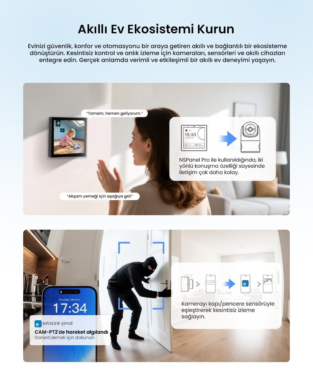 SONOFF CAM Pan-Tilt 2 Akıllı Kamera 360° Derece Hareketli