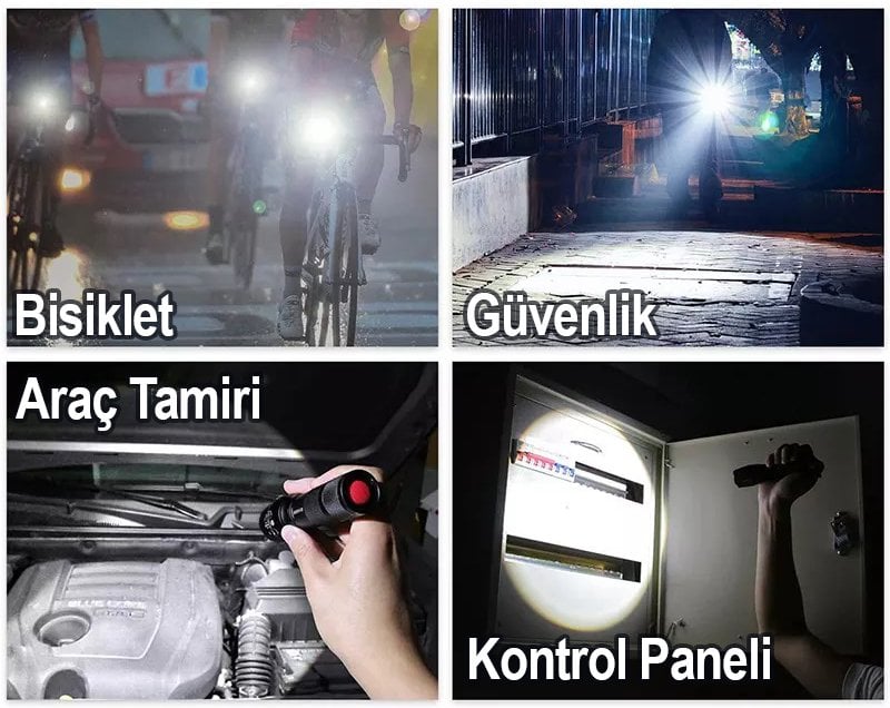Powermaster Şarjlı Zoom'lu Ledli El Feneri PM-14623 