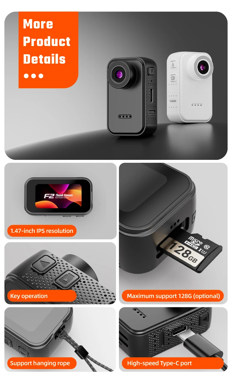 Spor Kaydı, Çekim, Aksiyon Kamerası, Evcil Hayvan Mini Kamerası, Cep Mini Vücut Kamerası, Vlog Kamerası için Taşınabilir 1080P Başparmak Kamerası