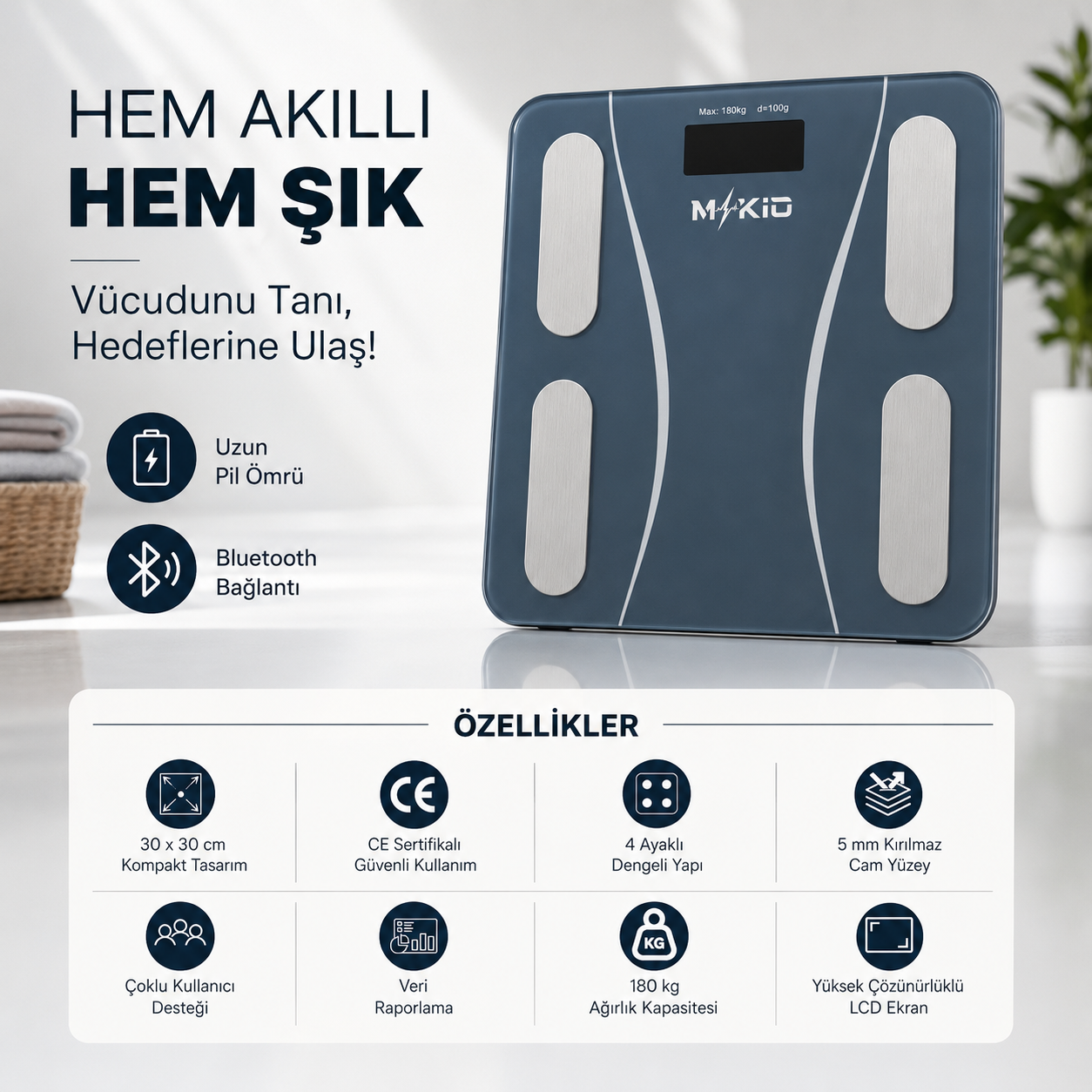 MKİO akıllı baskül ön ve arka tasarım detayları