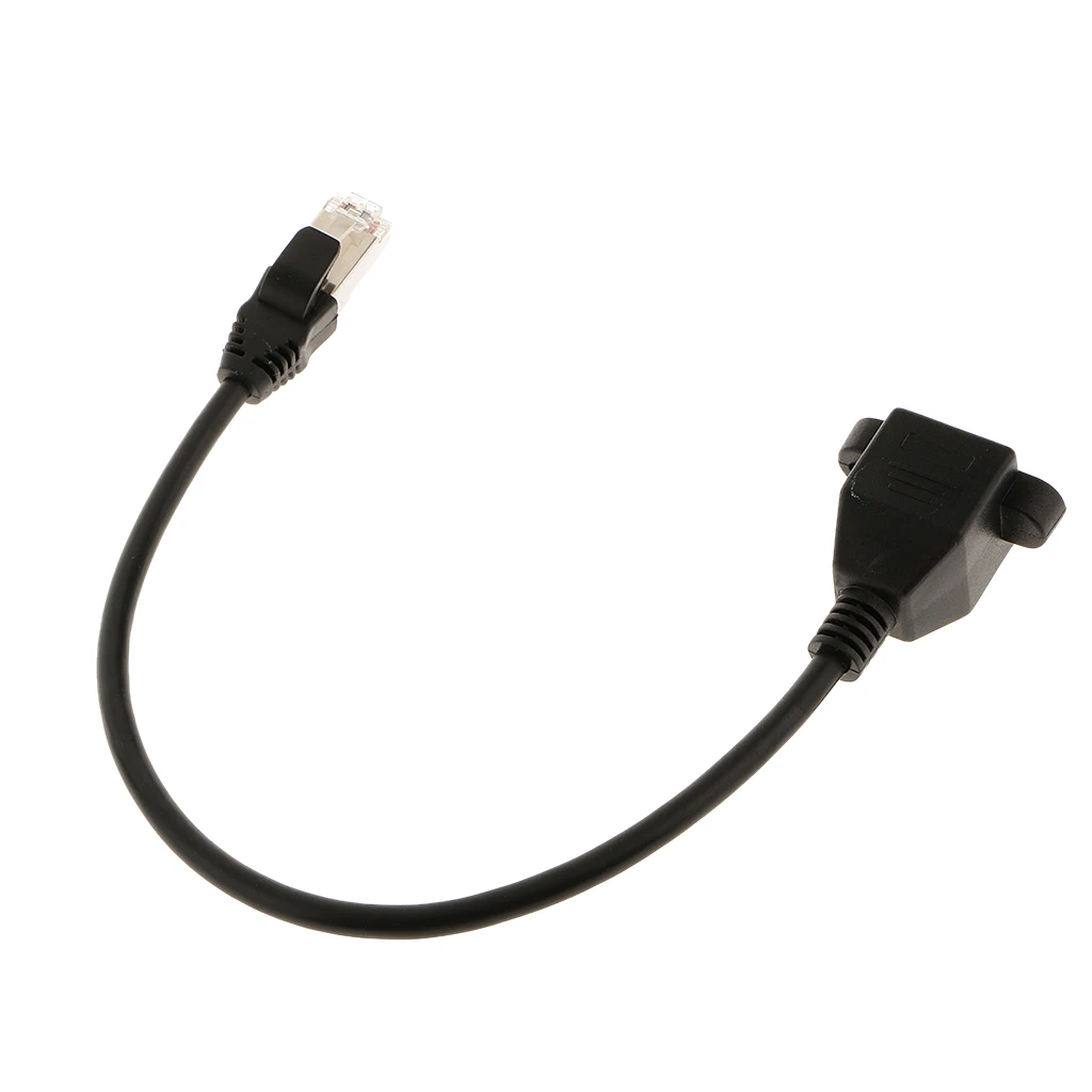 30cm Long RJ45 Male to Female M/F LAN Ethernet Adapter Network Cable Black
