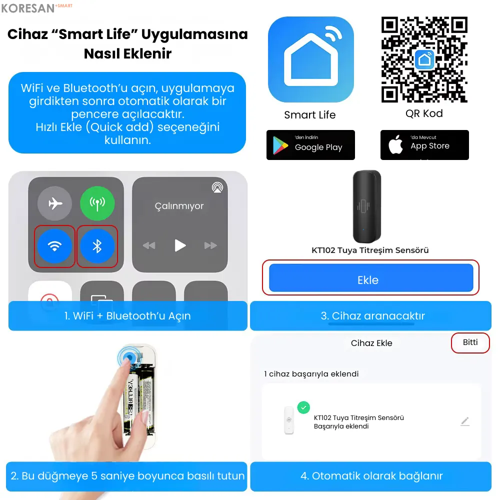 KT102 Tuya WiFi Titreşim Sensörü