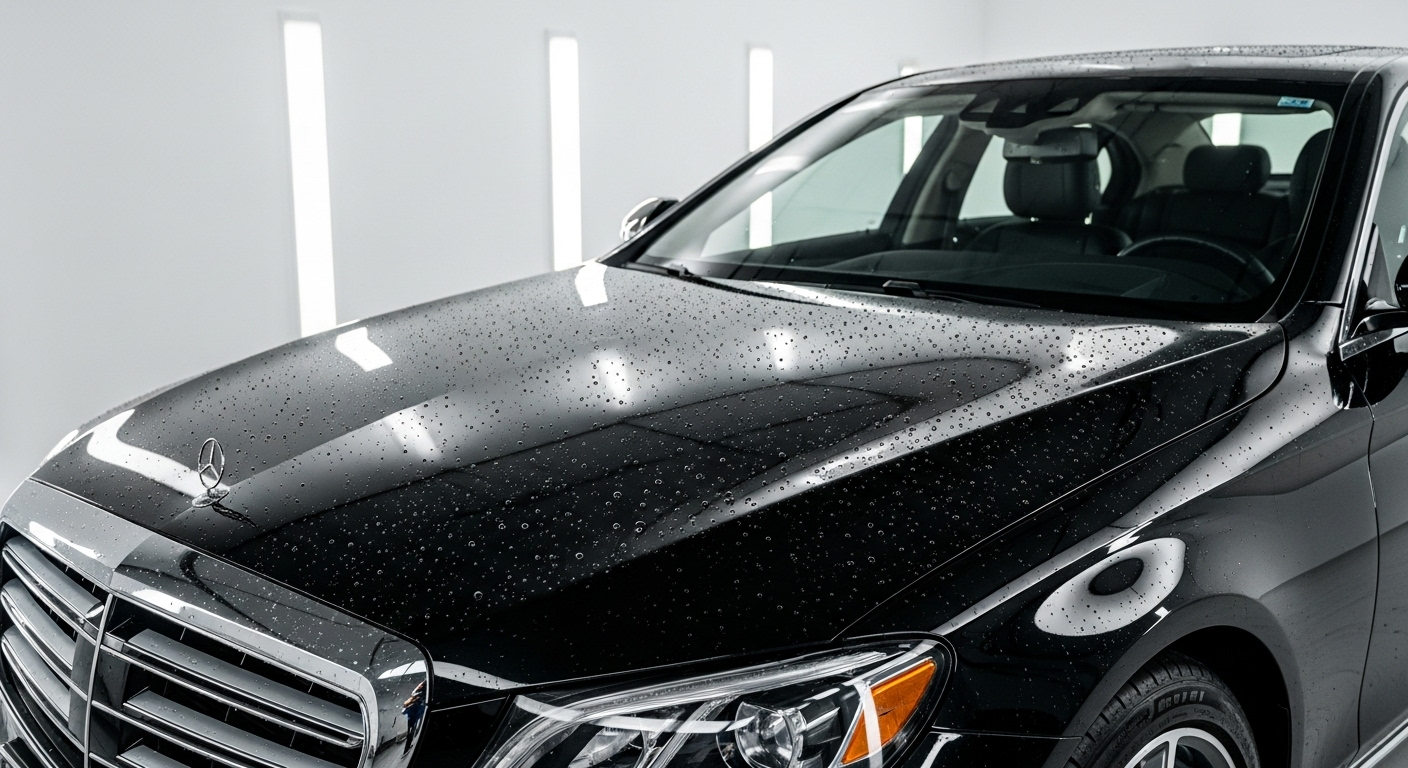 Oto şampuanı ve hızlı cila ile aracın showroom parlaklığında görünümü