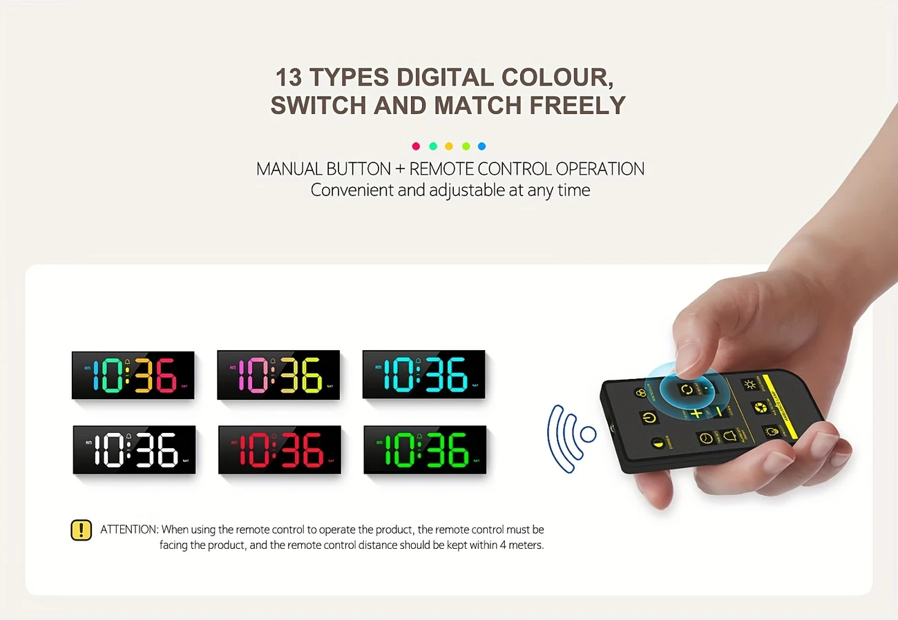 1pc smouing 12 dijital , büyük ile 13 rgb değişimi, led alarm ile uzaktan kumanda, gece lambası, odası odası , - , dikdörtgen, usb güçlü, 36v altı , müzik ses fonksiyonu, ev dekoru ayrıntılar 2