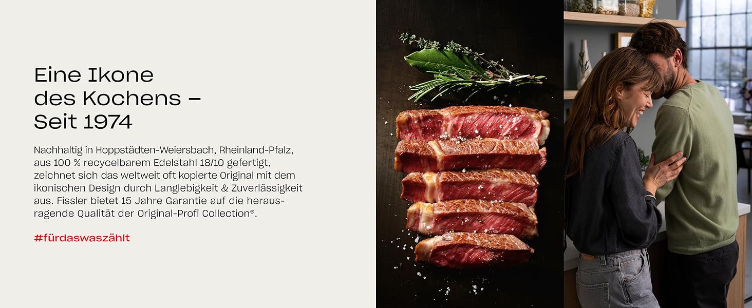Fissler Original Profi Collection paslanmaz çelik tava, kaplamasız kızartma tavası, biftek için birinci sınıf