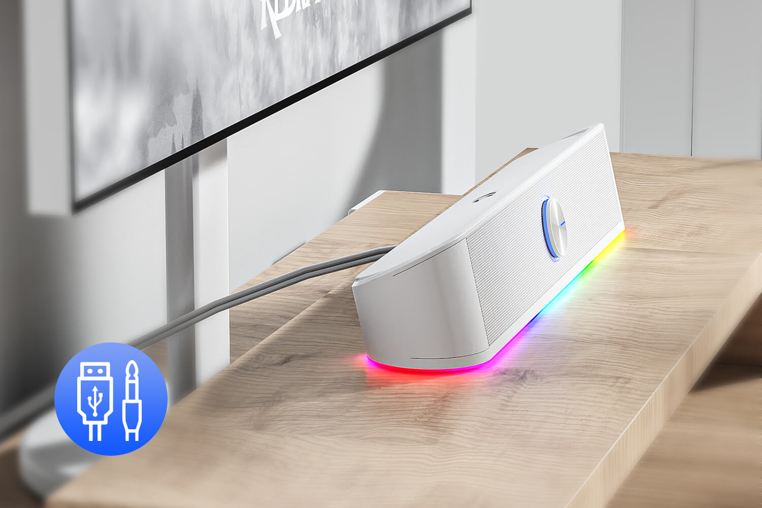 redragon gs560 rgb masaüstü soundbar, dinamik aydınlatma çubuğu özellikli 2.0 kanallı bilgisayar hoparlörü ses-ışık senkronizasyonu/ekran