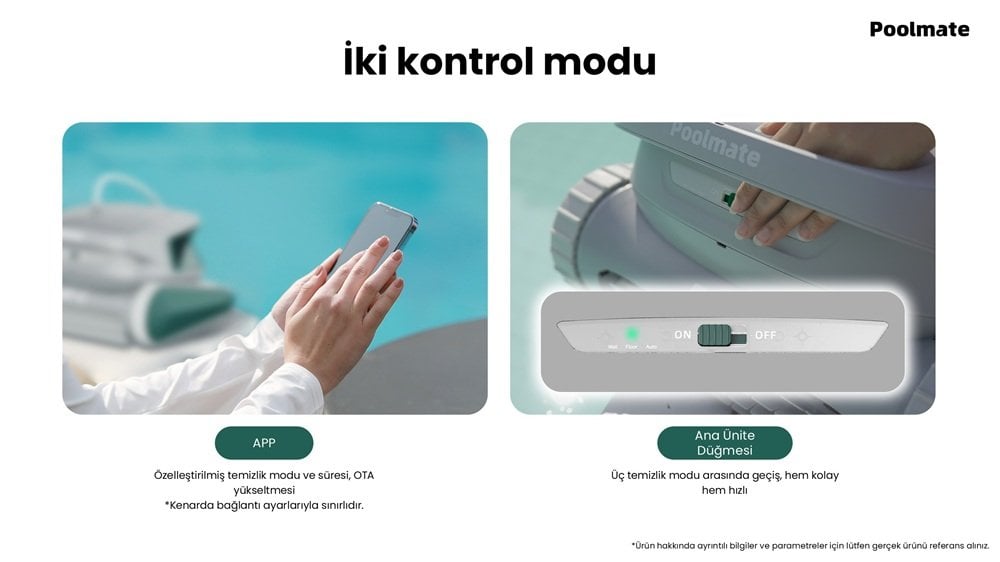 Poolmate DTC uygulama üzerinden mod seçimi