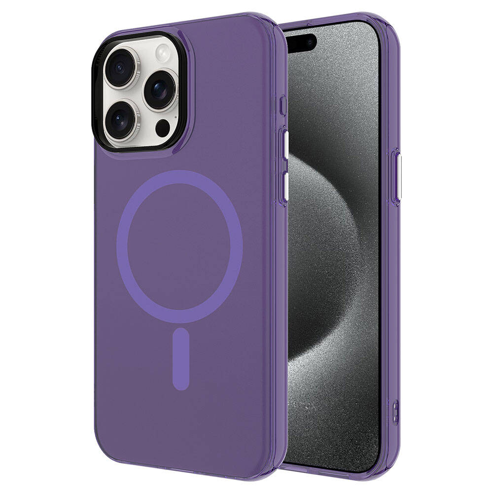 Apple iPhone 15 Pro Max Kılıf Zore M-safe Şarj Özellikli Buzlu Transparan C-Pro Sert Kapak - 7