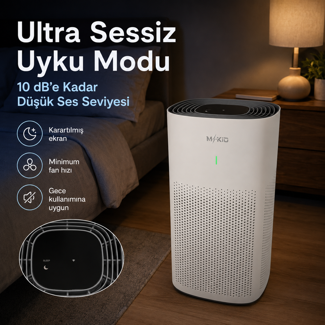 MKİO ultra sessiz uyku modu ve karartılmış ekran