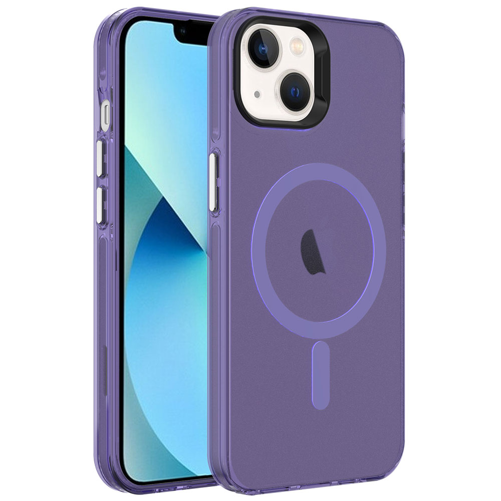 Apple iPhone 14 Kılıf Zore M-safe Şarj Özellikli Buzlu Transparan C-Pro Sert Kapak - 3