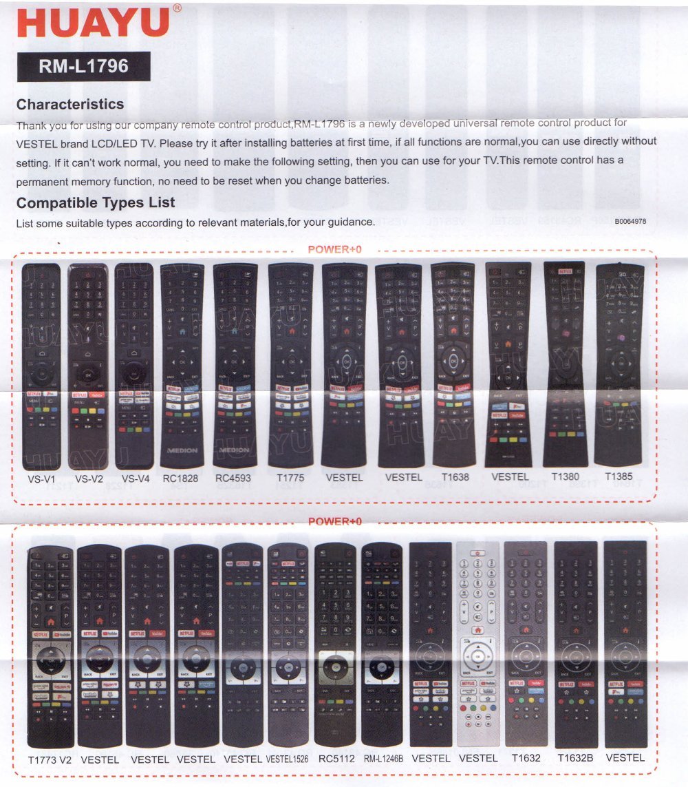 Huayu RM-L1796 Vestel Universal Lcd Led Tv Kumanda