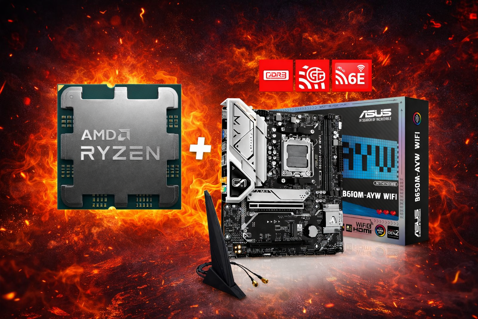 Asus B650M-AYW Wıfı Am5 Anakart + Amd Ryzen 7 7800X3D Am5 Fiyatı