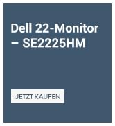 Metin "Dell 22 Monitor — SE2225HM". Ürün resmi zeytin yeşili, dikdörtgen bir cihaz veya cihazı gösterir.