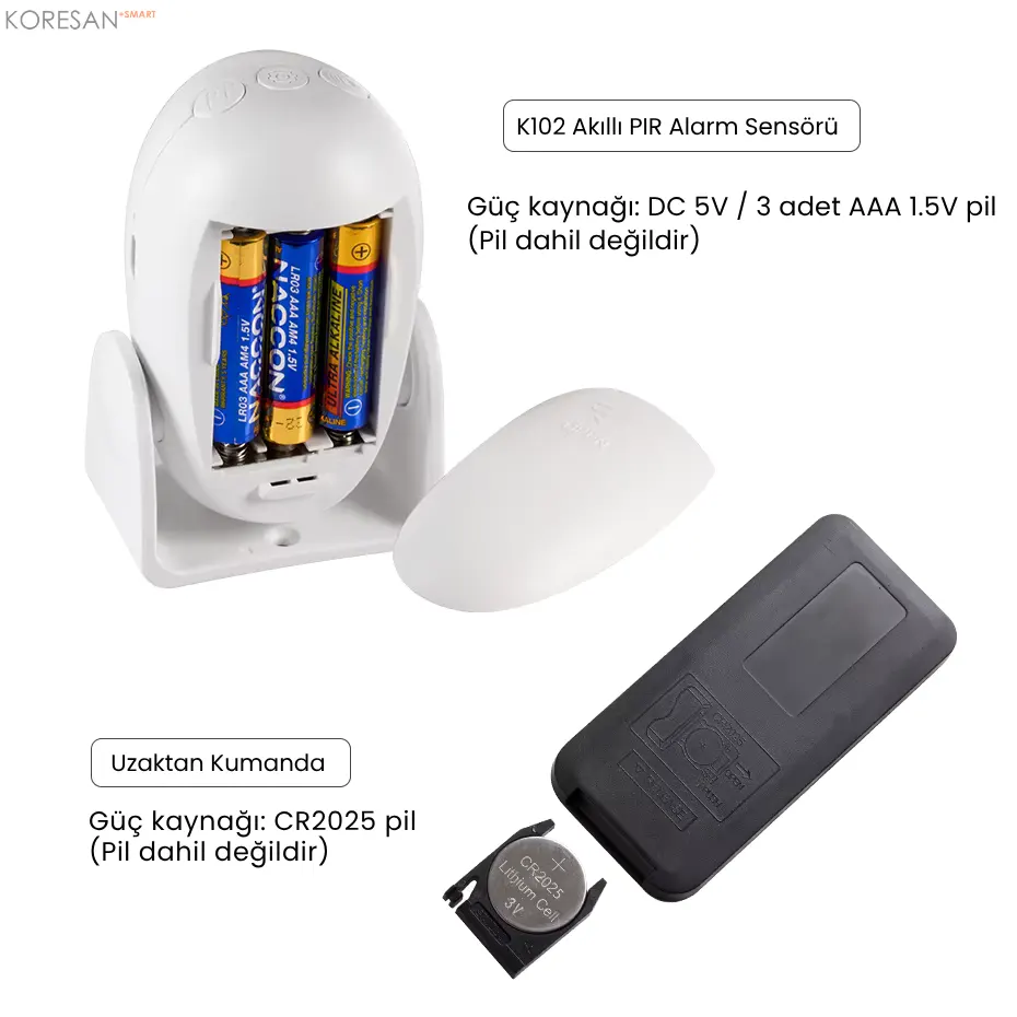 K02 Mağaza Müşteri Uyarı Zili pil yuvası güç kaynağı AAA pil ve kumanda pili