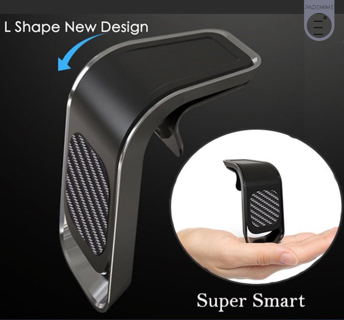 Pademime / Support de téléphone de voiture magnétique aspect carbone / Support de voiture magnétique / Support de téléphone portable GSM pour smartphone / Support de téléphone universel / Rotation à 360 degrés