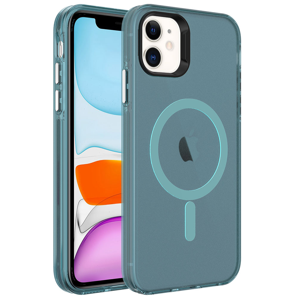 Apple iPhone 11 Kılıf Zore M-safe Şarj Özellikli Buzlu Transparan C-Pro Sert Kapak - 4