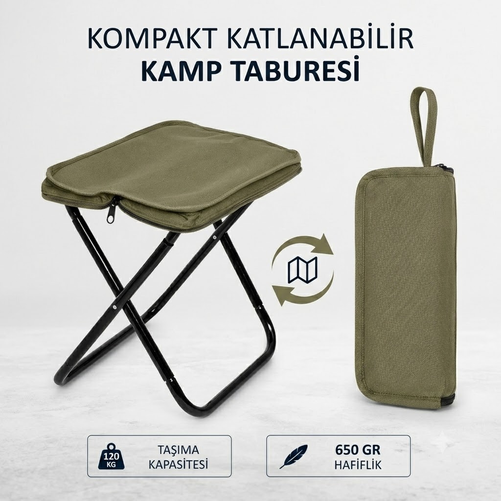 Çelik Profil Gövdeli Dayanıklı Kamp Taburesi