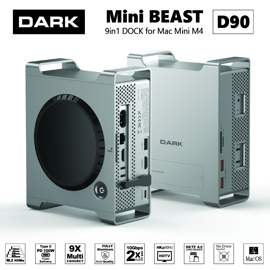 Dark D90 9in1 Mac Mini M4 Workstation - 8tb M.2 Nvme SSD Fiyatı