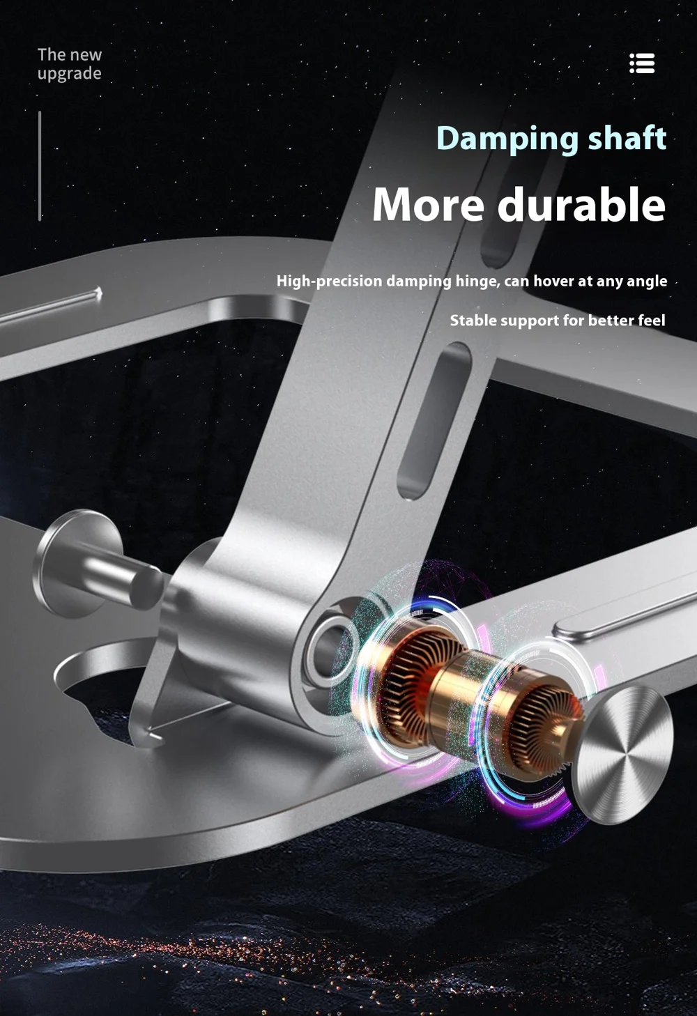 J22 17.3 Inch Laptop Stand Metal Base Heat Dissipation Adjustable Height Nano Steel Notebook Folding Holder Riser - Silver 5