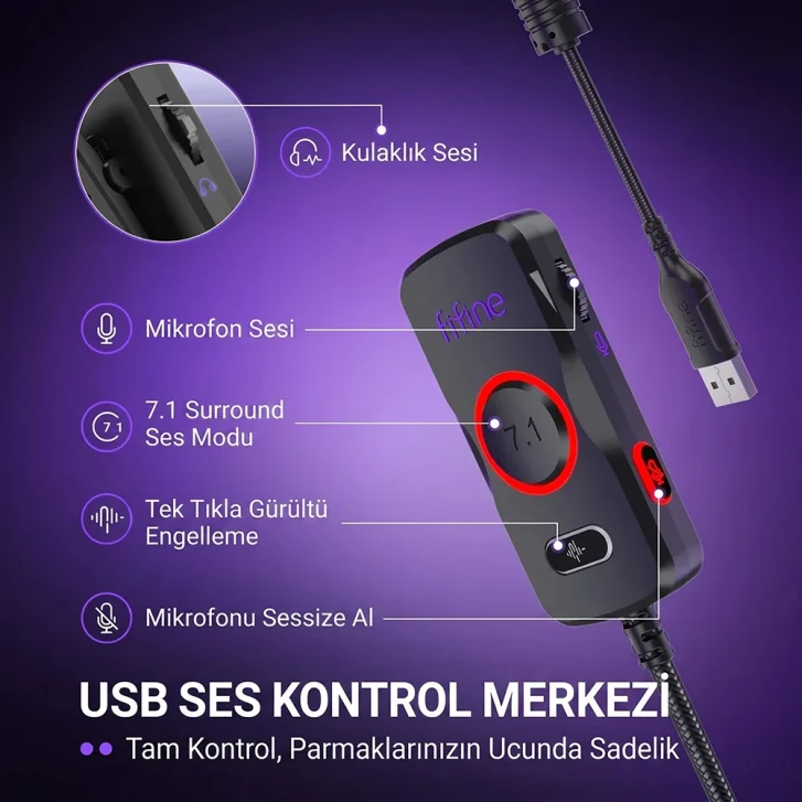 Fifine H18V USB Hat İçi Ses Kontrol Kutusu
