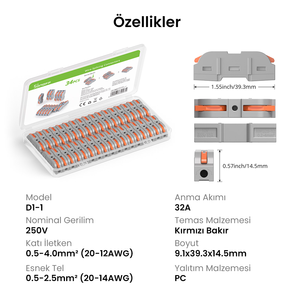 SONOFF D1-1 Kablo Birleştirici Klemens