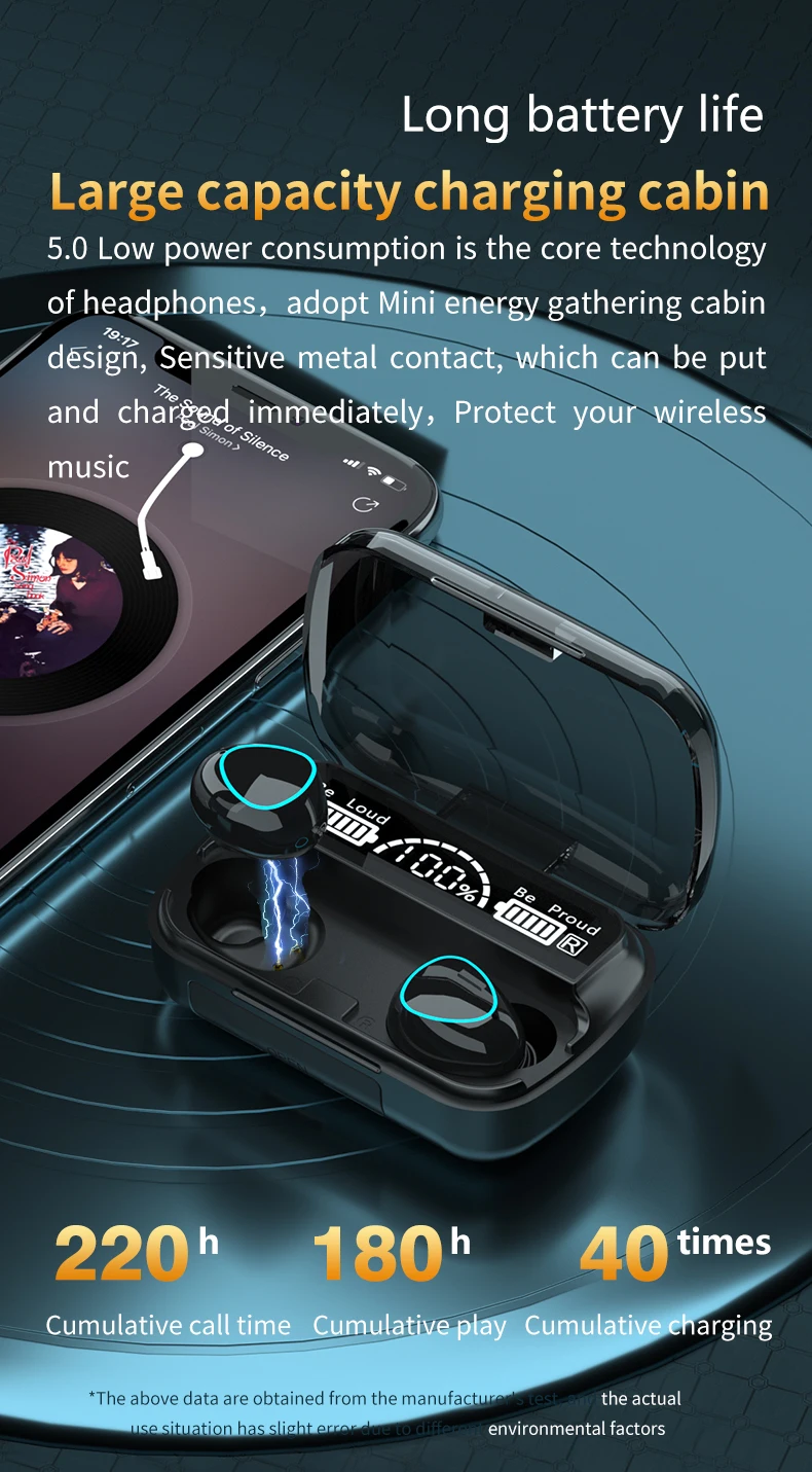 En çok satan BT 5.0 kulaklık oyun kulaklıkları Led ekran spor koşu kulaklık Tws gerçek kablosuz Stereo kulakiçi M10