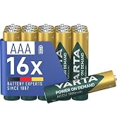 Varta AAA piller, şarj edilebilir, 16 adet, pil, isteğe bağlı güç, 1000 mAh Ni-MH, önceden şarj edilmiş...