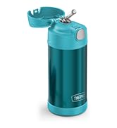 Thermos Kids Funtainer Straw Bottle 0,35 l, okyanus camgöbeği, çocuklar için paslanmaz çelik termos, m...