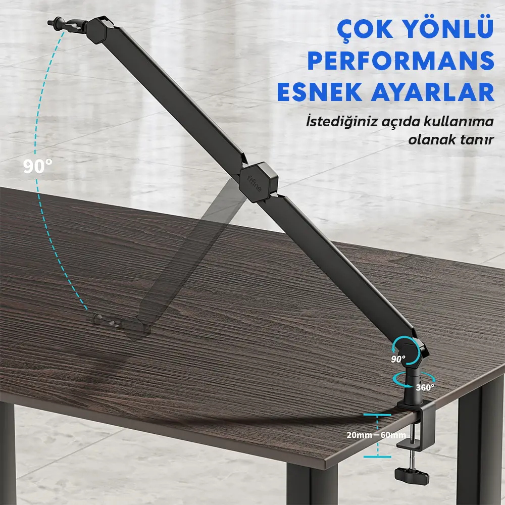 Fifine BM66 mikrofon standının entegre kablo yönetim kanalı