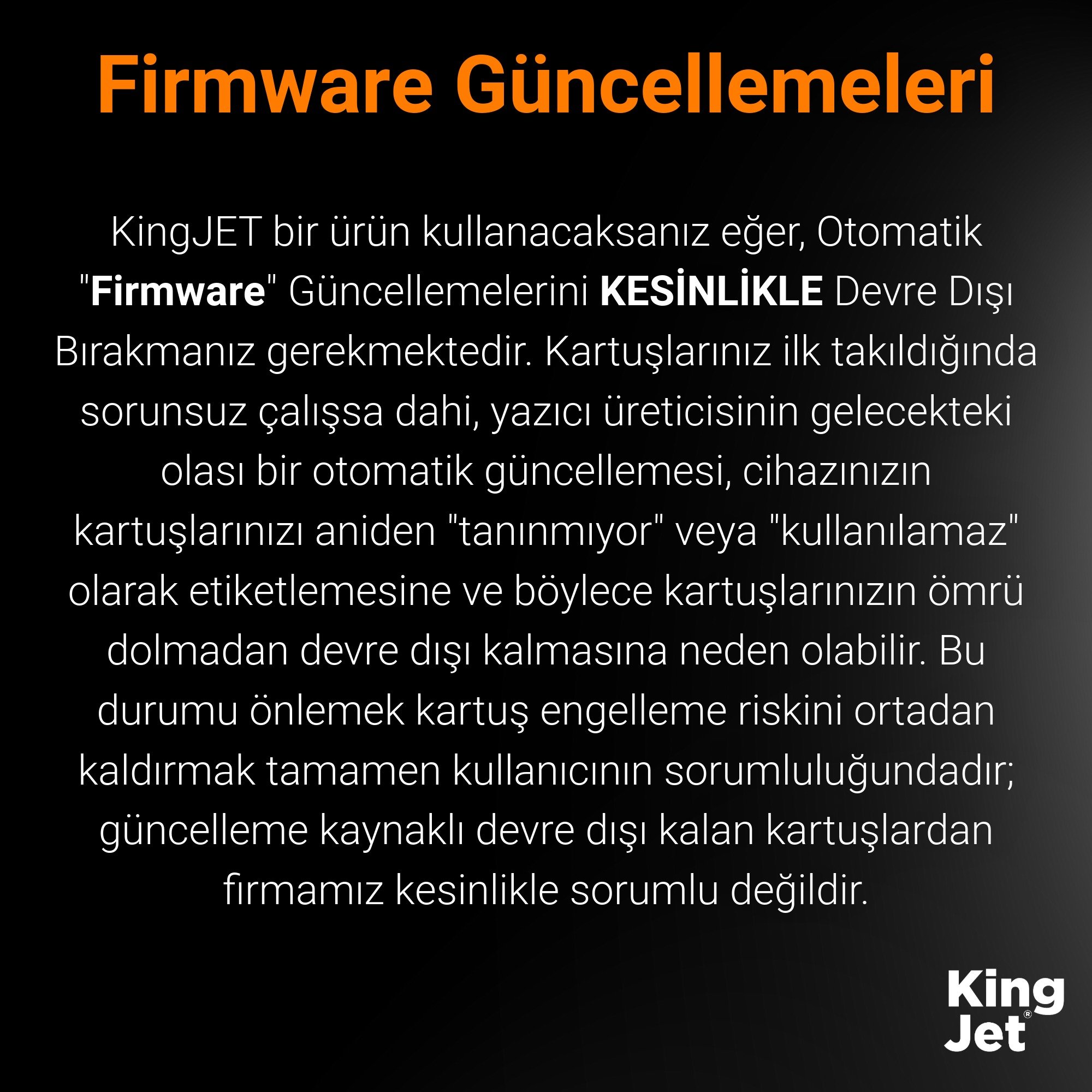 Kartuş Kurulum ve Kullanım Uyarısı Görseli