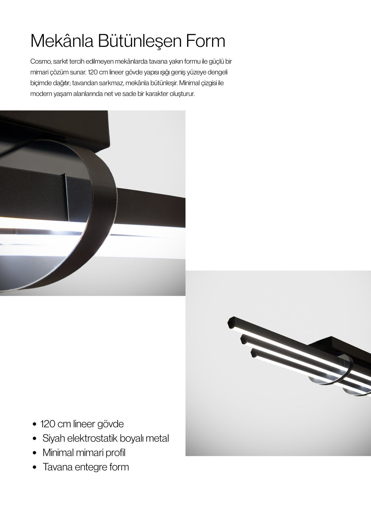 Cosmo Modern LED Tavan Avize (Plafonyer) - Silver