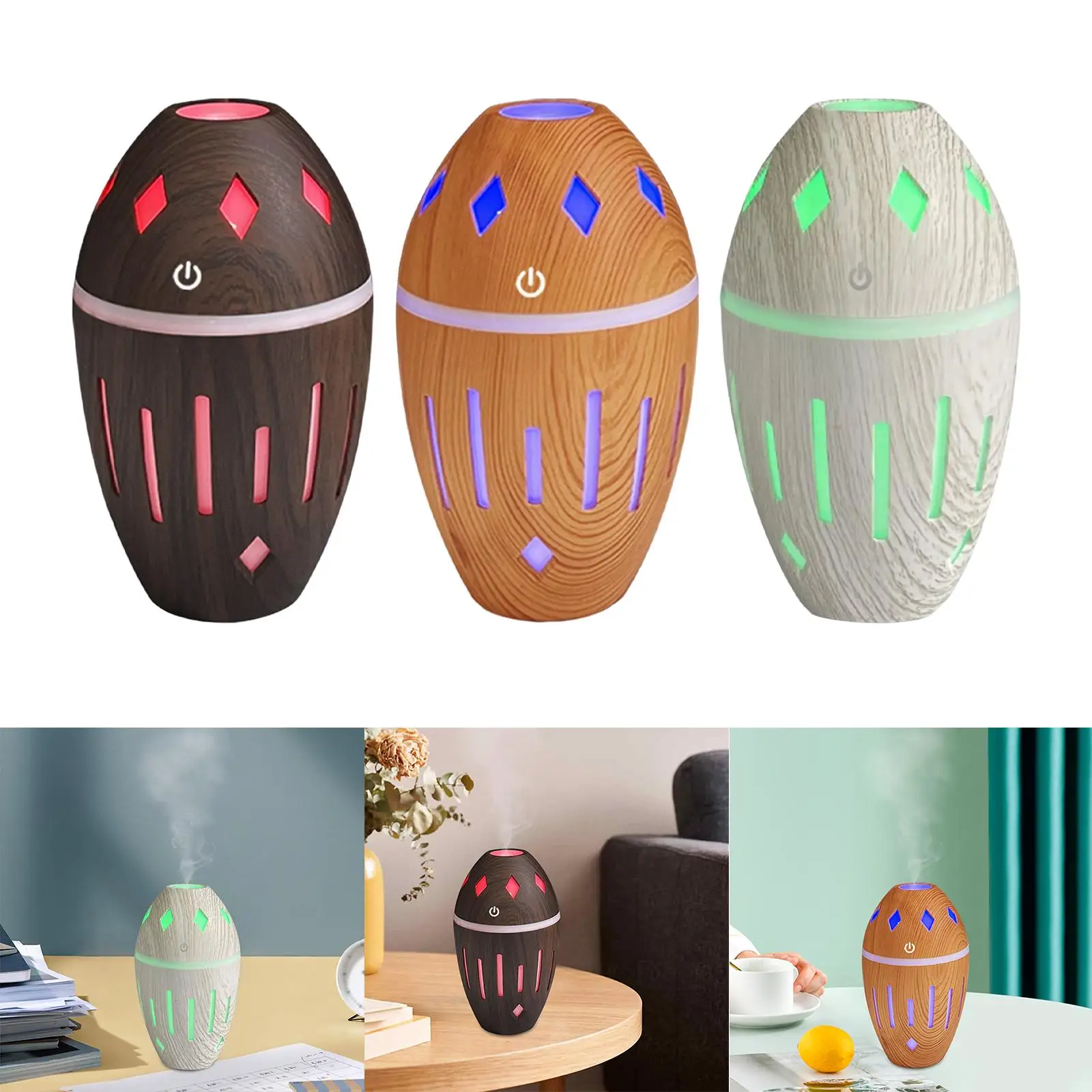 Cool Mist Humidifier, Silent Portable Wood Grain Air Humidifier for Tabletop Nursery Living Room