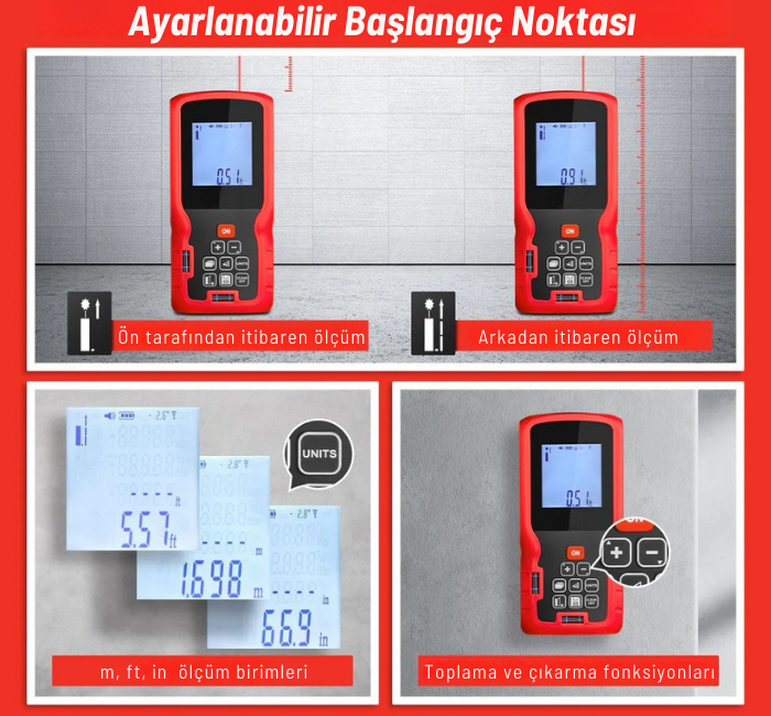 80 metrelik lazerli mesafe ölçer
