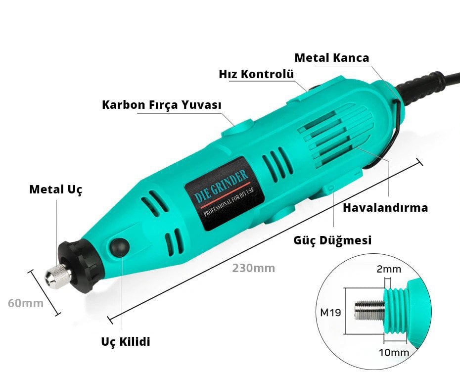 die grinder 180 parça el matkap seti
