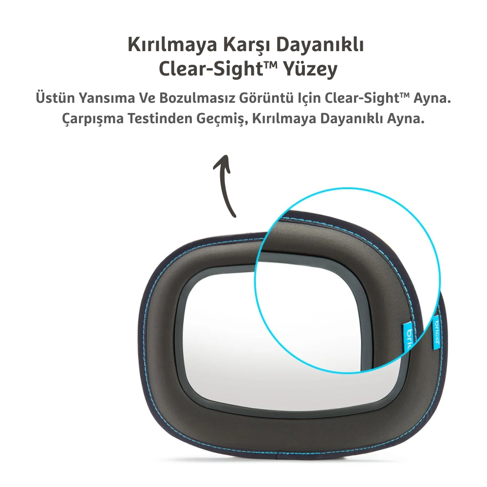 Munchkin Mega Brica Bebek Araba Aynası | Gri | 32,5 x 25,5 cm | 1 Adet | Geniş Görüş görsel
