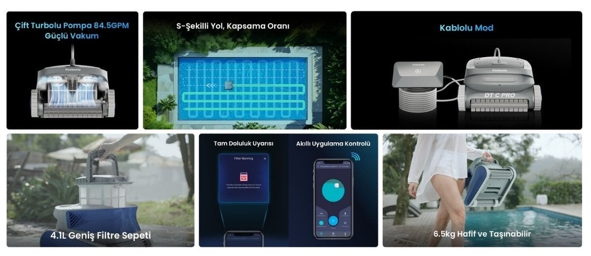 Poolmate DTC Pro havuz temizlik robotu gelişmiş performans