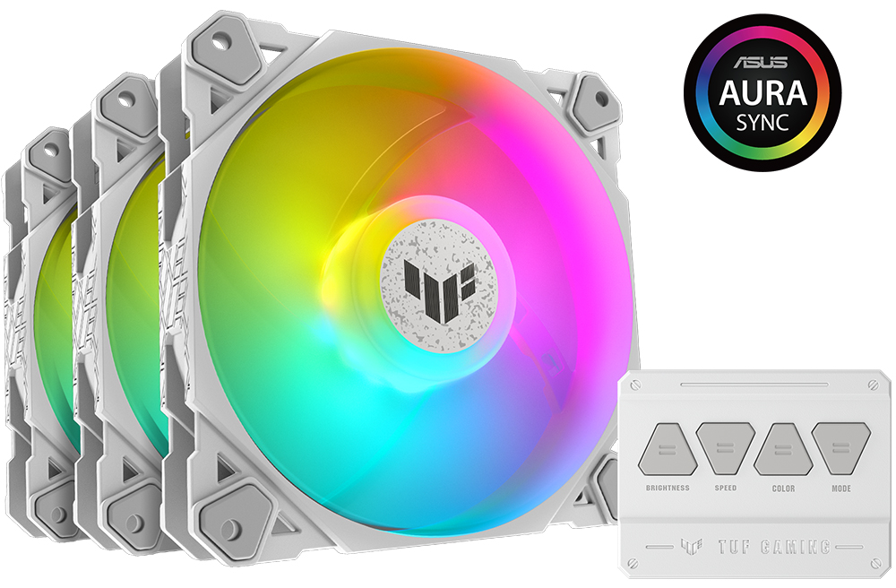 TUF Gaming TF120 ARGB WHITE EDITION Fan - ARGB Kontrollü Üçlü Fan Kiti