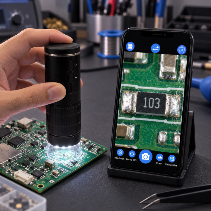 SmartScope elde tutularak elektronik devre incelemesi