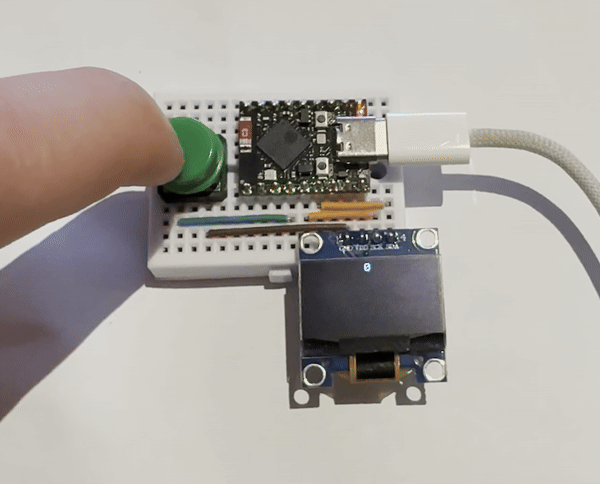 ESP32-S3 Super Mini ile ESP Bird OLED oyun demosu GIF